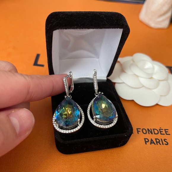 Stunning Sparkly Mystic Fire Topaz Earrings and Ring Set - Picture 6 of 11